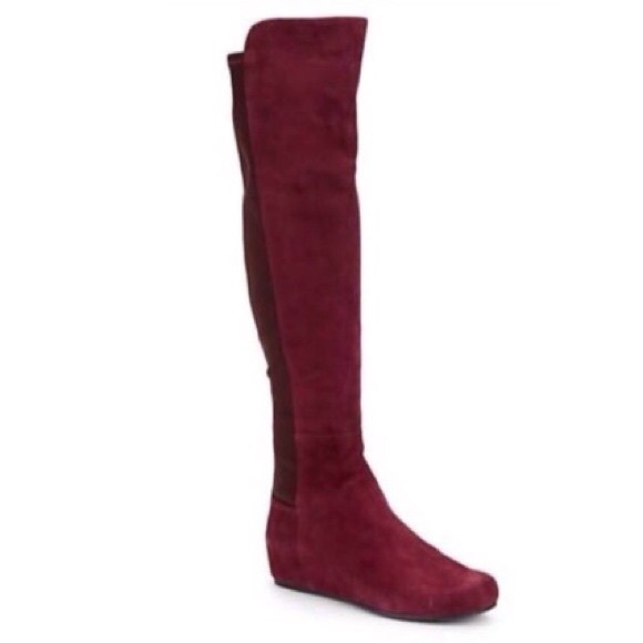 Auth Stuart Weitzman OTK Boots wine size 6 - Picture 8 of 11